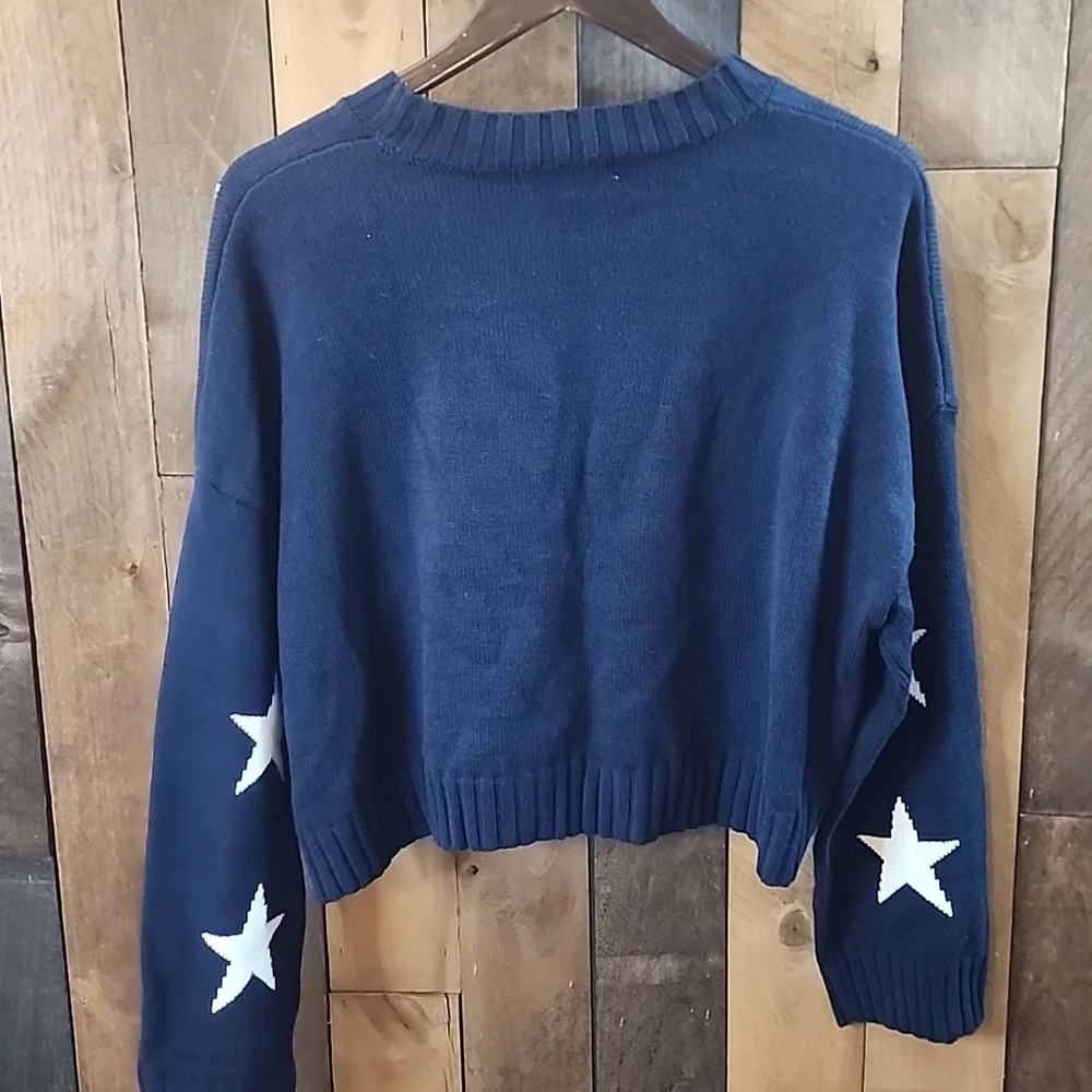 Moon & Madison Midnight Blue Star Sweater Size L - Picture 5 of 6